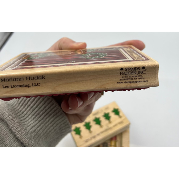 Stampabilities Christmas Tale Joy Hope Peace W Trees Door W Sleigh Rubber Stamps - Picture 7 of 12